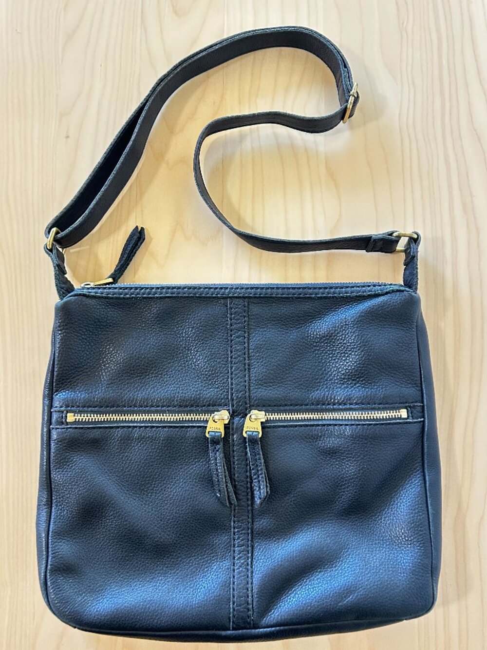 Fossil Pebbled Leather Crossbody Bag Black